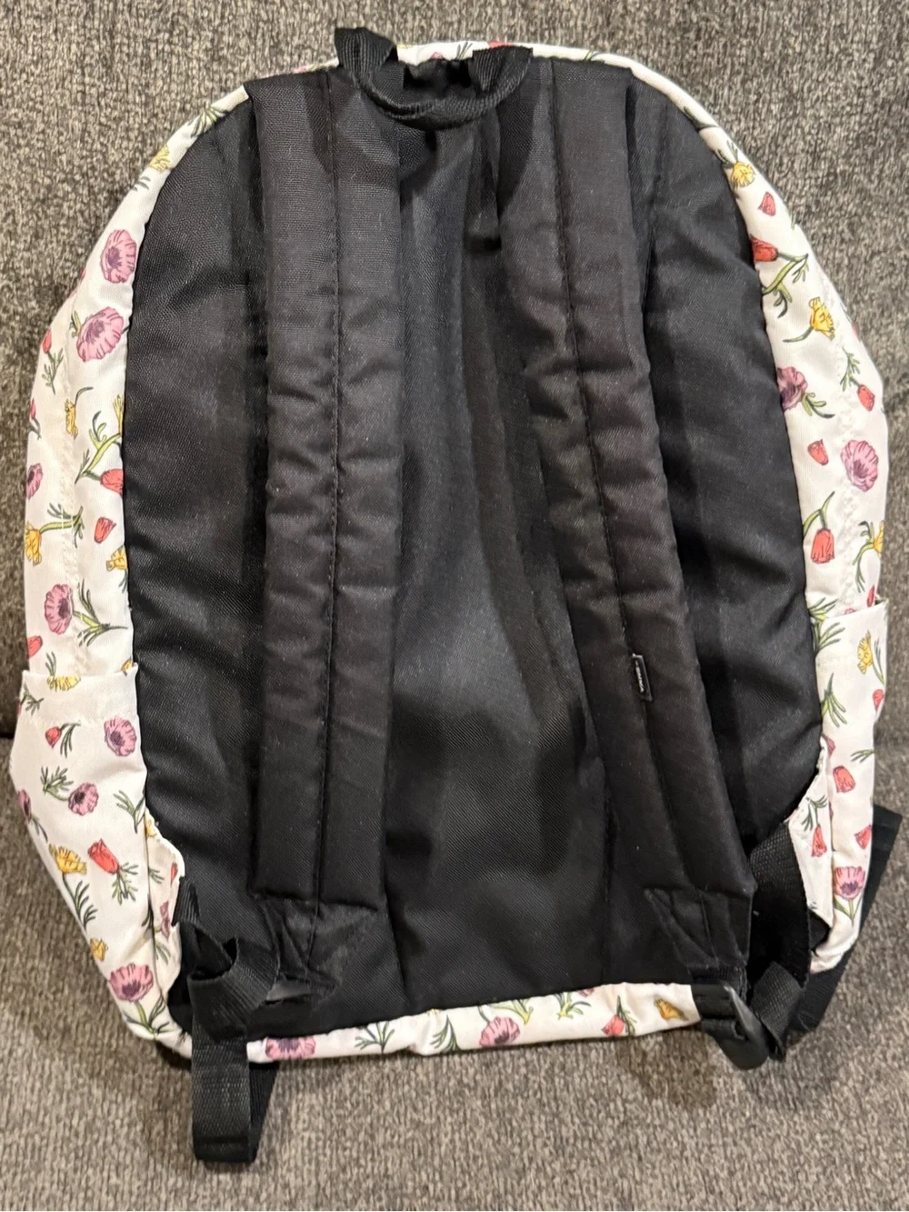 Vans Old Skool White Floral Canvas Backpack with Pink & Yellow Blossoms
